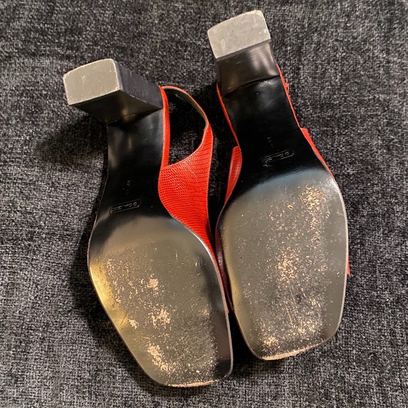 Croc Embossed Red Coach Heels - Picture 5 of 6